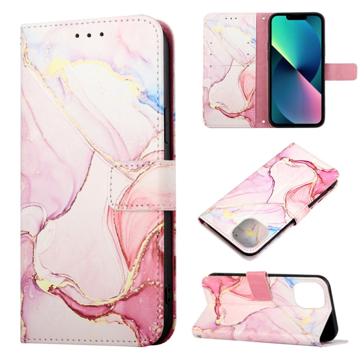 Estuche para teléfono de cuero con diseño de mármol