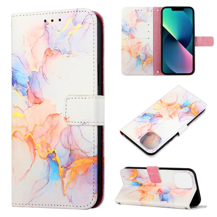 Estuche para teléfono de cuero con diseño de mármol