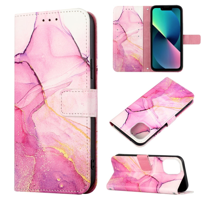 Estuche para teléfono de cuero con diseño de mármol