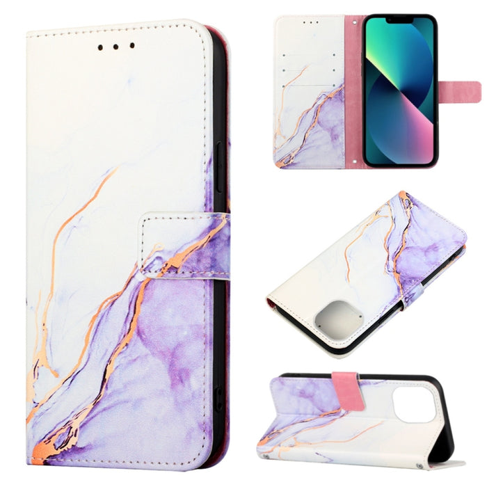 Estuche para teléfono de cuero con diseño de mármol