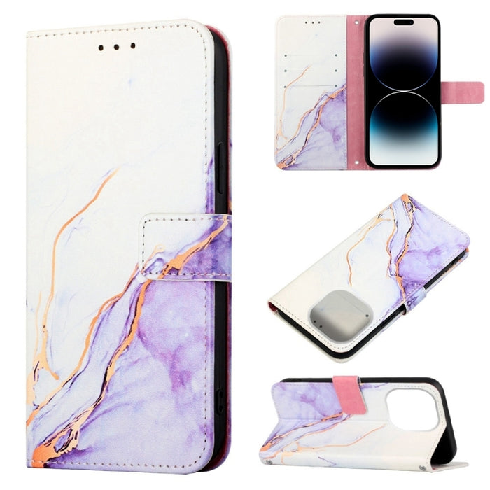 Estuche para teléfono de cuero con diseño de mármol