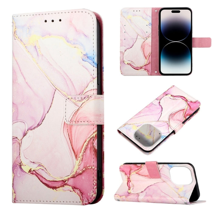 Estuche para teléfono de cuero con diseño de mármol