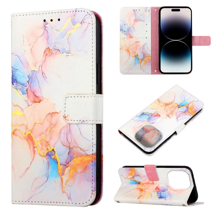 Estuche para teléfono de cuero con diseño de mármol