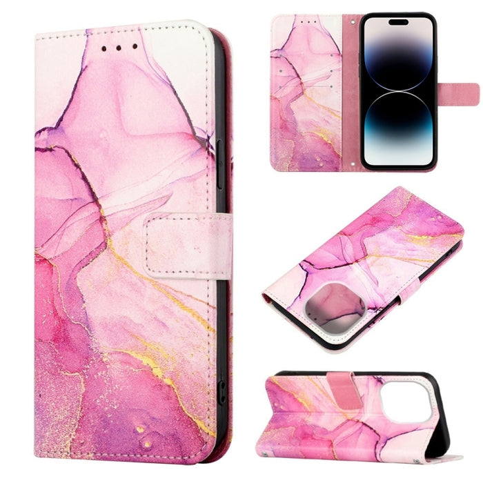 Estuche para teléfono de cuero con diseño de mármol
