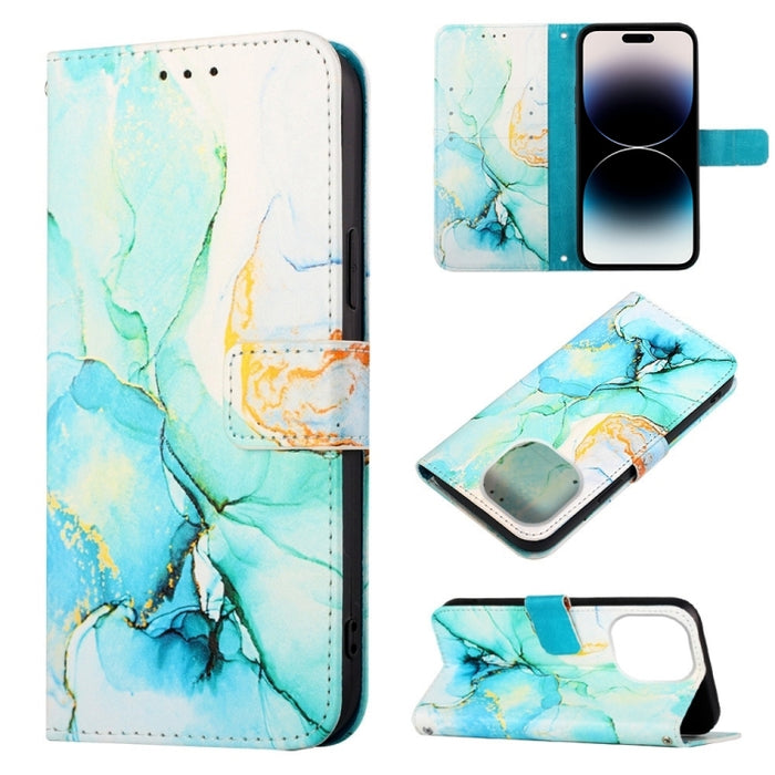 Estuche para teléfono de cuero con diseño de mármol