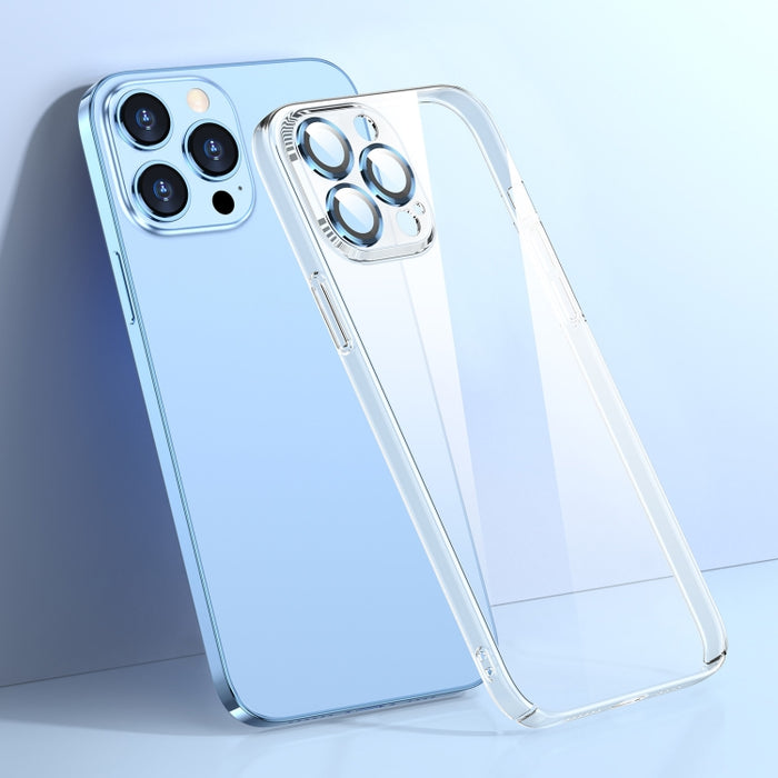 Caja de teléfono transparente para PC con película de lente