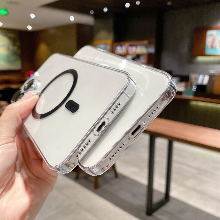 MagSafe Magnético Transparente PC + Estuche para teléfono con película de lente de vidrio