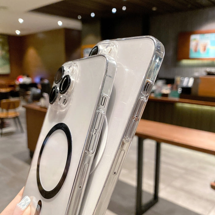 MagSafe Magnético Transparente PC + Estuche para teléfono con película de lente de vidrio
