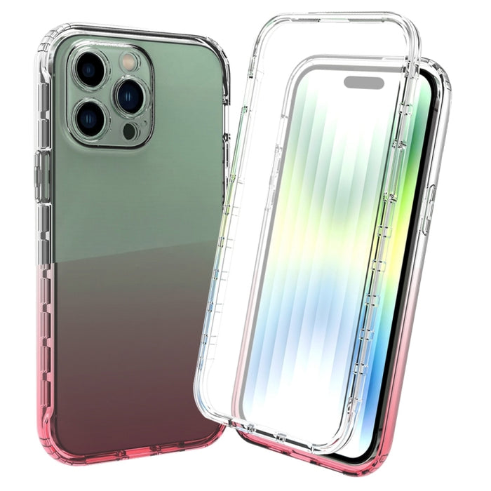 Estuche para teléfono degradado transparente a prueba de golpes de cuerpo completo