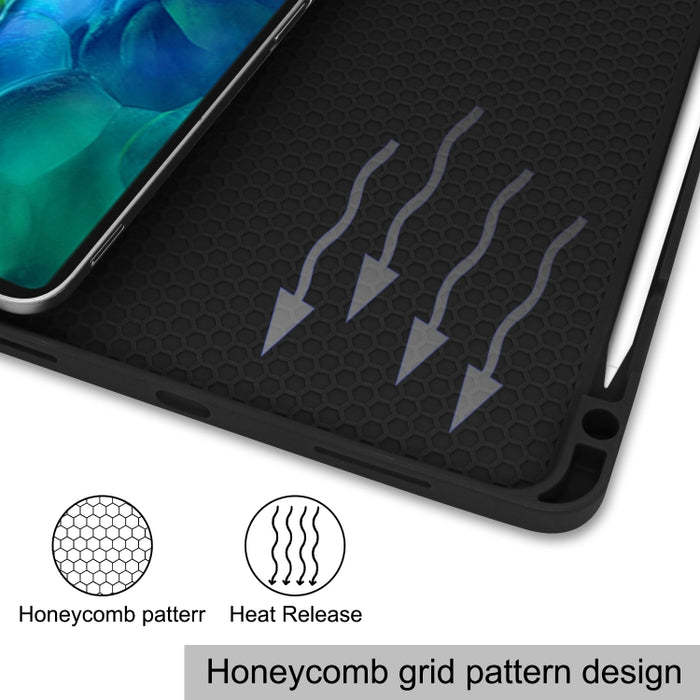 Funda para tableta inteligente de TPU pintada con función de suspensión, soporte de tres pliegues y ranura para bolígrafo