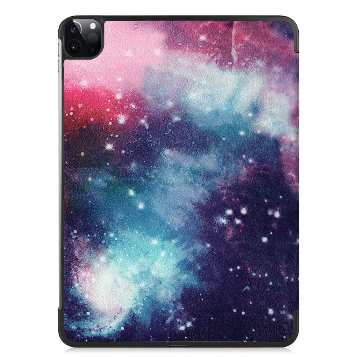 Estuche de cuero para tableta inteligente de TPU pintado Custer con función de suspensión y soporte de tres pliegues y ranura para bolígrafo