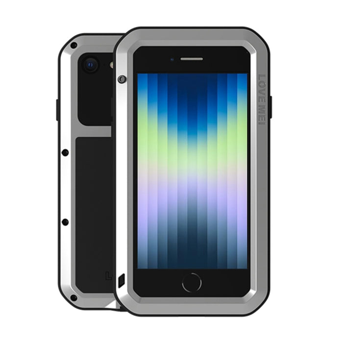 LOVE MEI Metal a prueba de golpes impermeable a prueba de polvo funda protectora para teléfono con vidrio