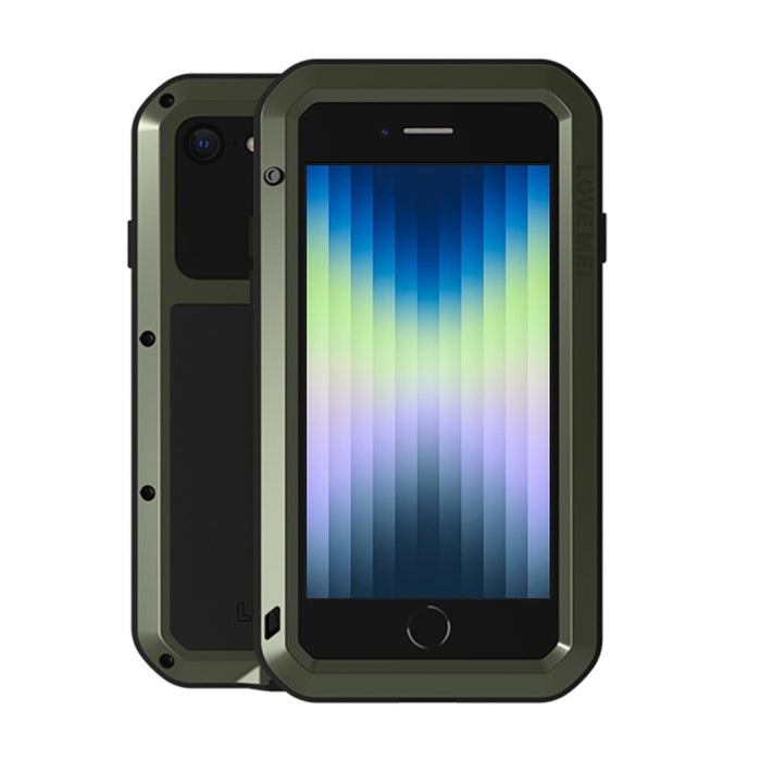 LOVE MEI Metal a prueba de golpes impermeable a prueba de polvo funda protectora para teléfono con vidrio