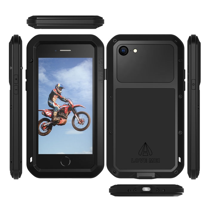 LOVE MEI Metal a prueba de golpes impermeable a prueba de polvo funda protectora para teléfono con vidrio
