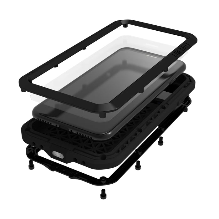 LOVE MEI Metal a prueba de golpes impermeable a prueba de polvo funda protectora para teléfono con vidrio