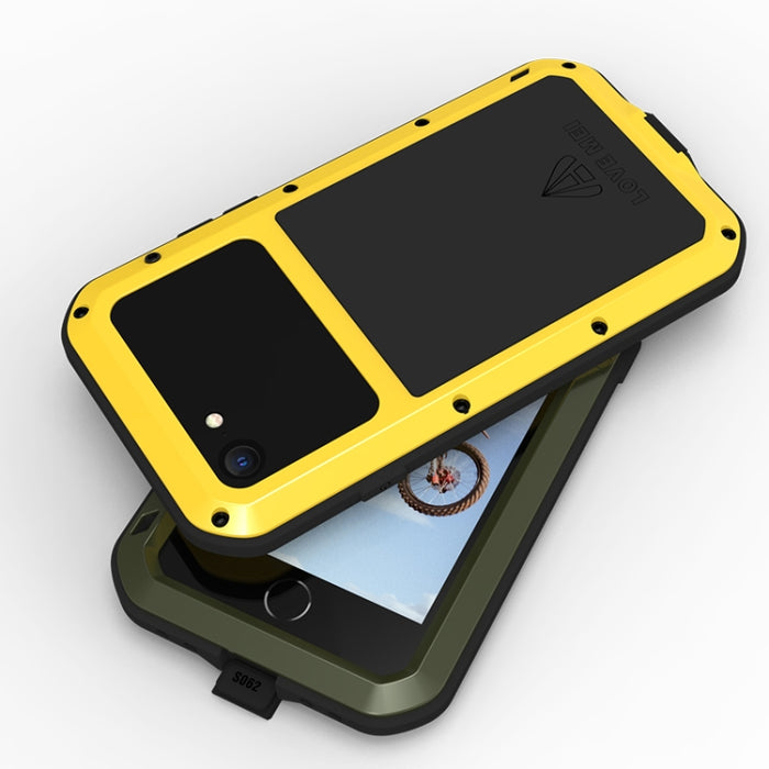 LOVE MEI Metal a prueba de golpes impermeable a prueba de polvo funda protectora para teléfono con vidrio