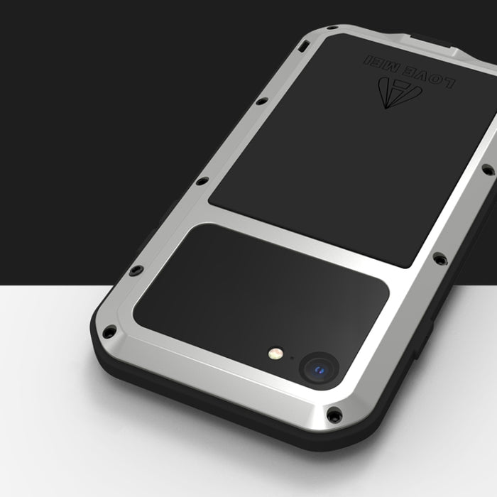 LOVE MEI Metal a prueba de golpes impermeable a prueba de polvo funda protectora para teléfono con vidrio