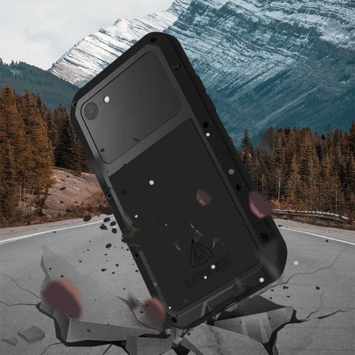 LOVE MEI Metal a prueba de golpes impermeable a prueba de polvo funda protectora para teléfono con vidrio