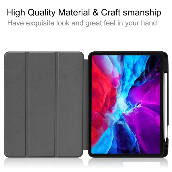 Custer Pattern Pure Color TPU Smart Tablet Holster con función de suspensión y soporte triple y ranura para bolígrafo