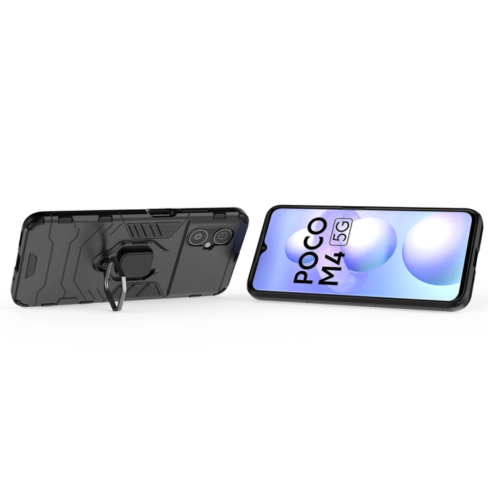 Caja de teléfono PC + TPU a prueba de golpes con soporte de anillo magnético, For Xiaomi Poco M4 5G / Poco M5 5G / 4G