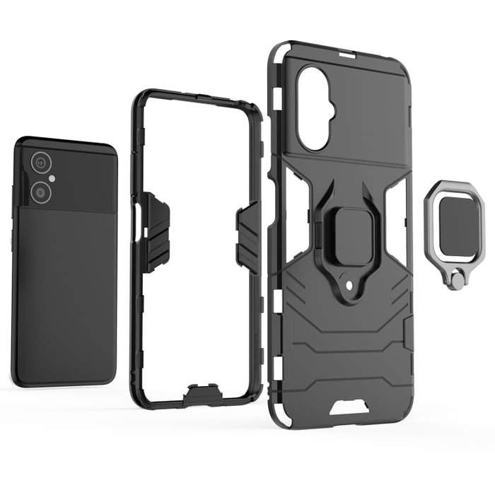Caja de teléfono PC + TPU a prueba de golpes con soporte de anillo magnético, For Xiaomi Poco M4 5G / Poco M5 5G / 4G