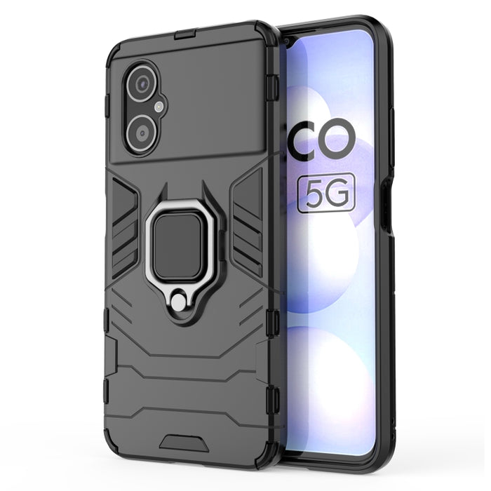 Caja de teléfono PC + TPU a prueba de golpes con soporte de anillo magnético, For Xiaomi Poco M4 5G / Poco M5 5G / 4G