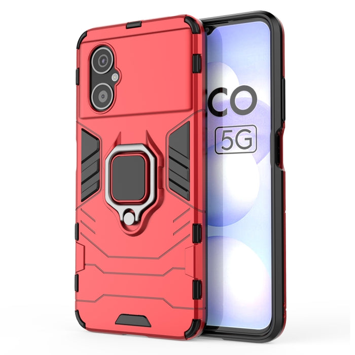 Caja de teléfono PC + TPU a prueba de golpes con soporte de anillo magnético, For Xiaomi Poco M4 5G / Poco M5 5G / 4G