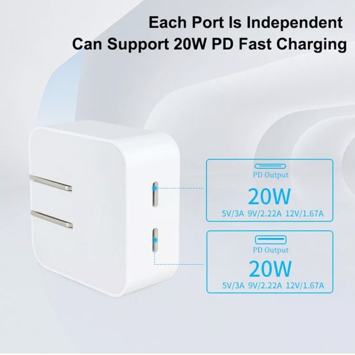 Cargador SDC-40W Dual PD USB-C / Type-C para la serie iPhone / iPad