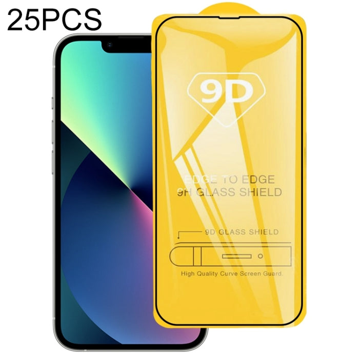 25 PCS 9D Película de vidrio templado de pantalla completa con pegamento completo