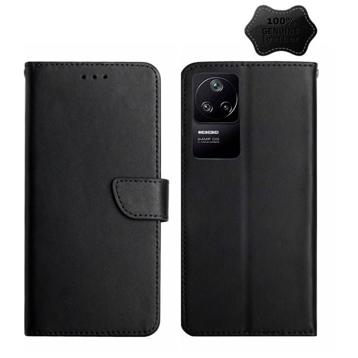 Estuche para teléfono con tapa horizontal a prueba de huellas dactilares de cuero genuino, For Xiaomi Poco F4 5G, For Xiaomi Poco X4 GT