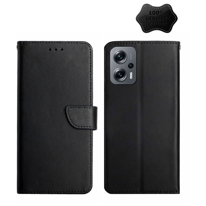 Estuche para teléfono con tapa horizontal a prueba de huellas dactilares de cuero genuino, For Xiaomi Poco F4 5G, For Xiaomi Poco X4 GT