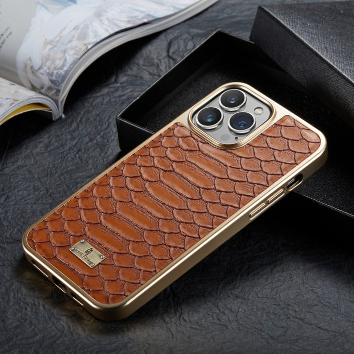 Caja del teléfono de la PU de la galvanoplastia de la textura de Python