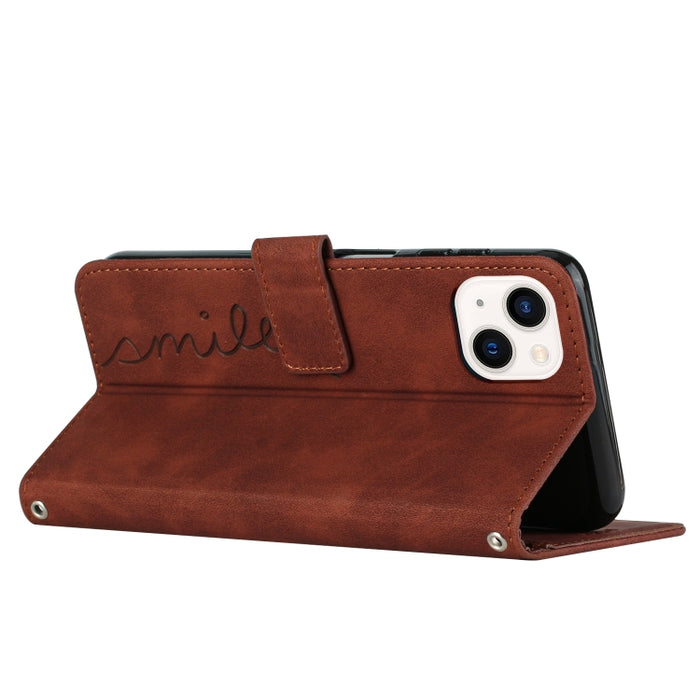 Estuche para teléfono de cuero con patrón de corazón y sensación de piel