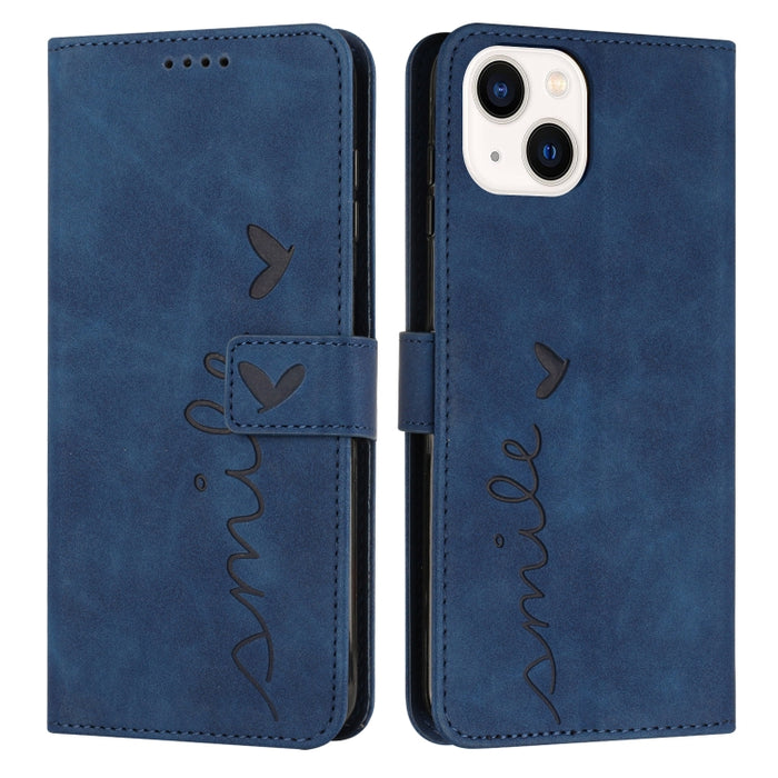 Estuche para teléfono de cuero con patrón de corazón y sensación de piel