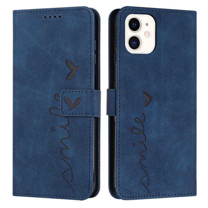 Estuche para teléfono de cuero con patrón de corazón y sensación de piel