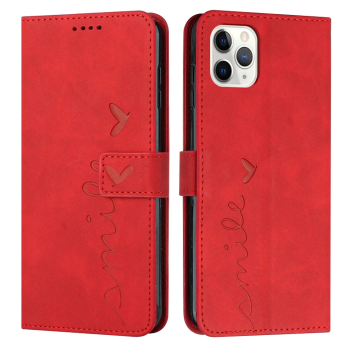 Estuche para teléfono de cuero con patrón de corazón y sensación de piel