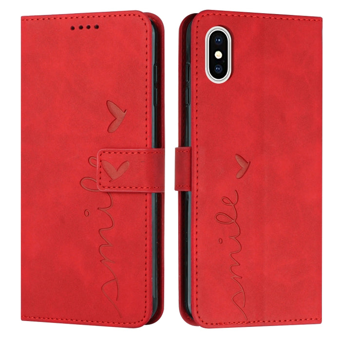 Estuche para teléfono de cuero con patrón de corazón y sensación de piel