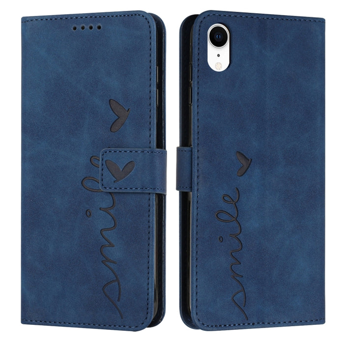 Estuche para teléfono de cuero con patrón de corazón y sensación de piel