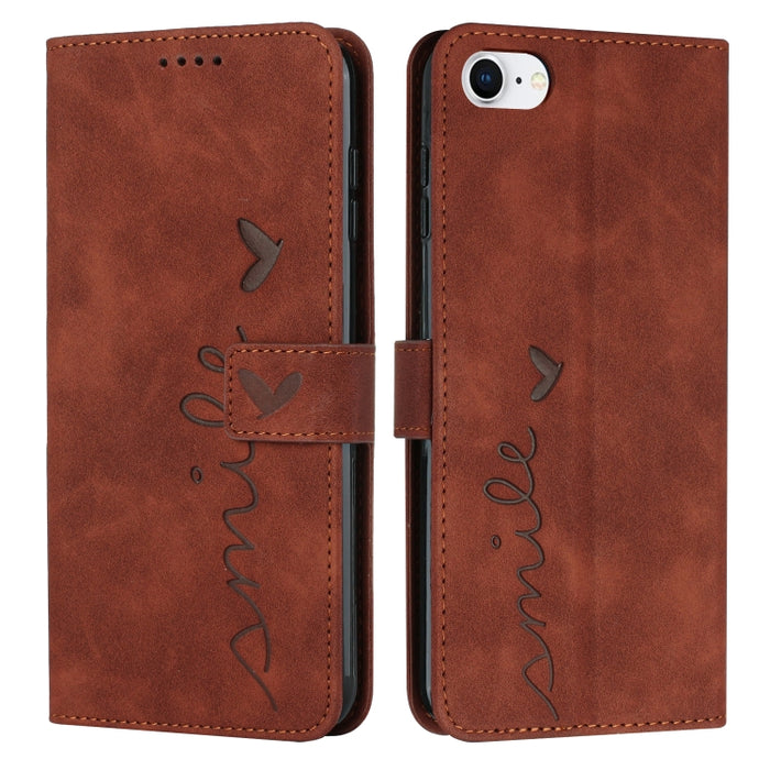 Estuche para teléfono de cuero con patrón de corazón y sensación de piel