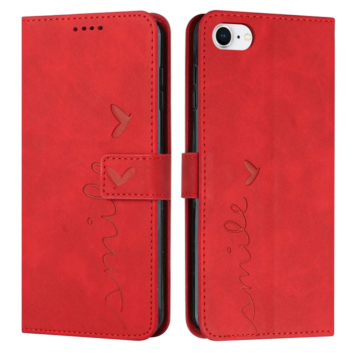 Estuche para teléfono de cuero con patrón de corazón y sensación de piel