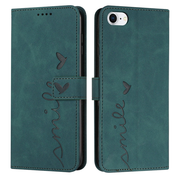Estuche para teléfono de cuero con patrón de corazón y sensación de piel