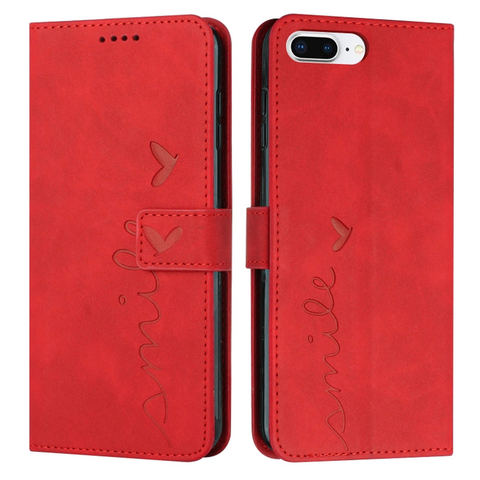 Estuche para teléfono de cuero con patrón de corazón y sensación de piel