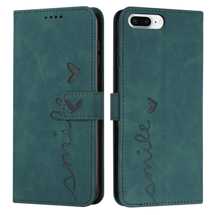 Estuche para teléfono de cuero con patrón de corazón y sensación de piel