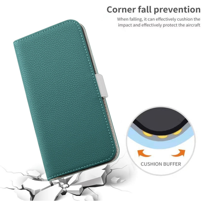 Estuche para teléfono de cuero con textura de lichi color caramelo