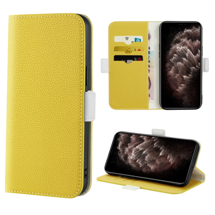 Estuche para teléfono de cuero con textura de lichi color caramelo
