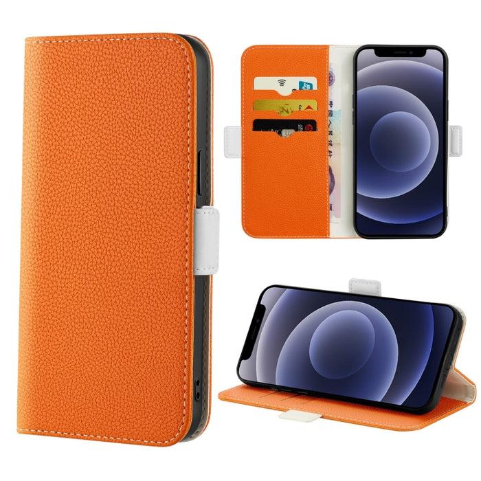 Estuche para teléfono de cuero con textura de lichi color caramelo