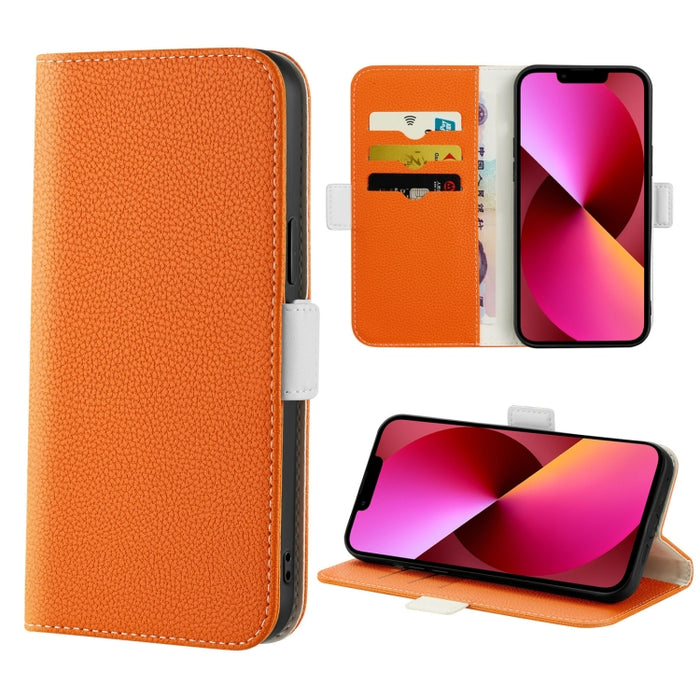 Estuche para teléfono de cuero con textura de lichi color caramelo