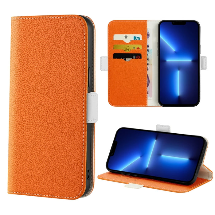 Estuche para teléfono de cuero con textura de lichi color caramelo
