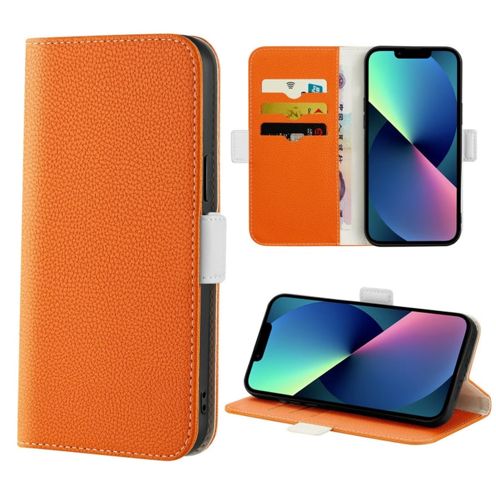 Estuche para teléfono de cuero con textura de lichi color caramelo