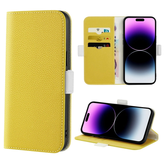 Estuche para teléfono de cuero con textura de lichi color caramelo